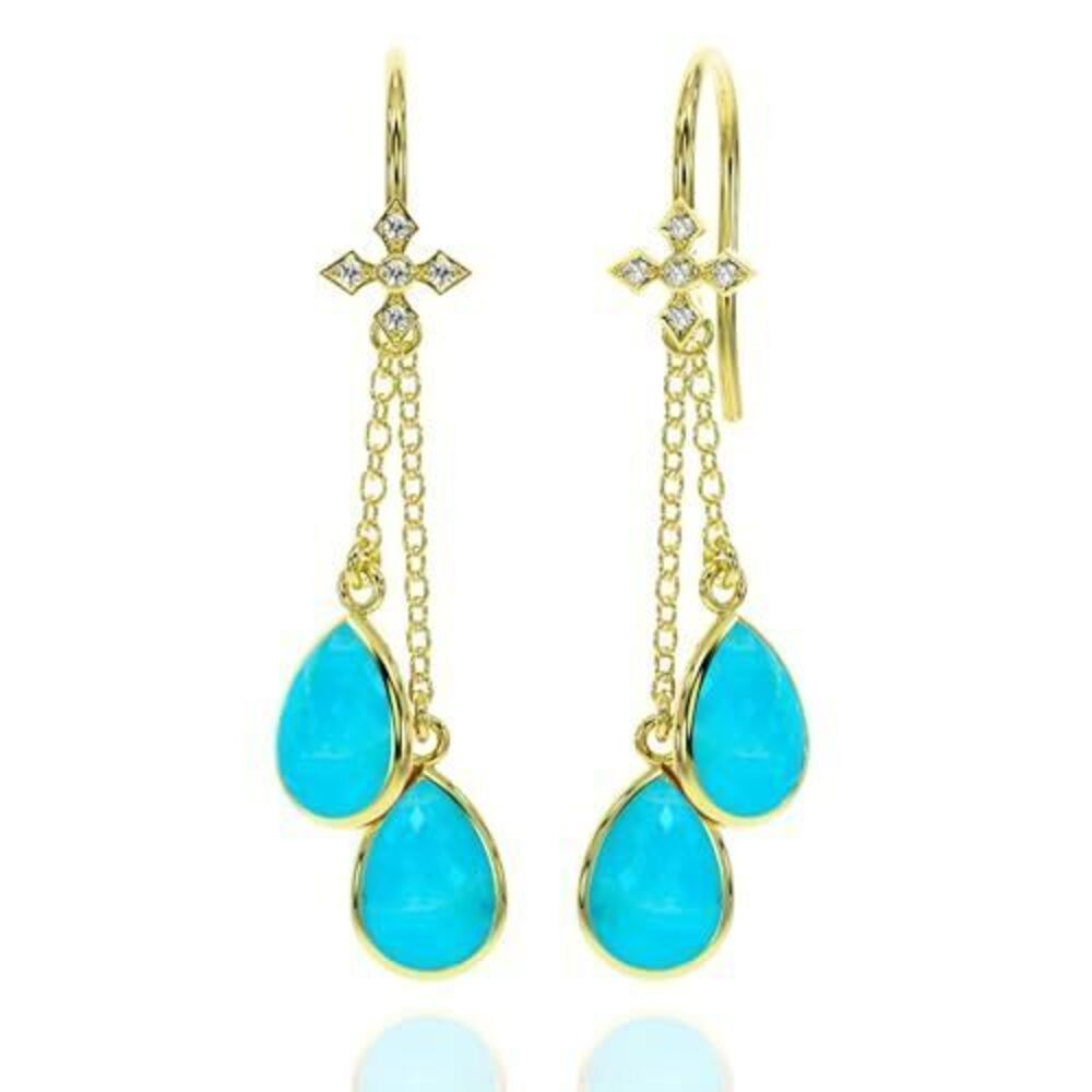 6758 Turquoise Earrings in Pear Drop Dangle Shape - 18K Gold Vermeil